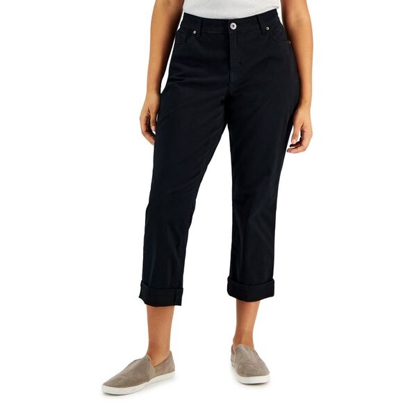 Women's Curvy Cuffed Capri Jeans Deep Black 6 - Picture 1 of 1